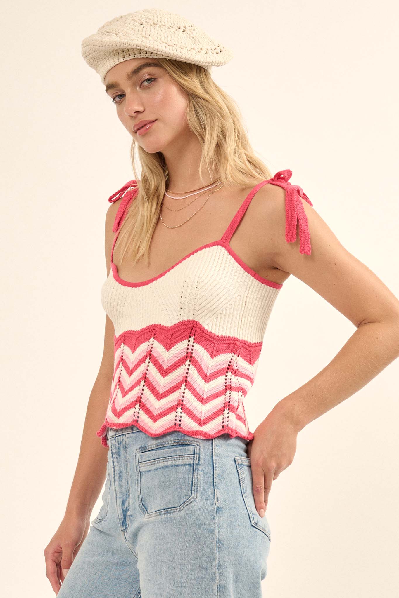 Let's Dance Chevron Striped Knit Cami Top - ShopPromesa