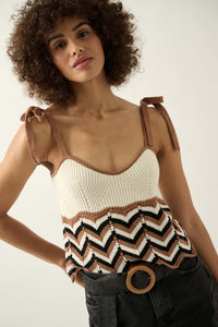 Let's Dance Chevron Striped Knit Cami Top - ShopPromesa