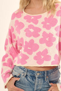 Flower Box Floral Knit Cropped Sweater - ShopPromesa