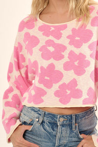 Flower Box Floral Knit Cropped Sweater - ShopPromesa