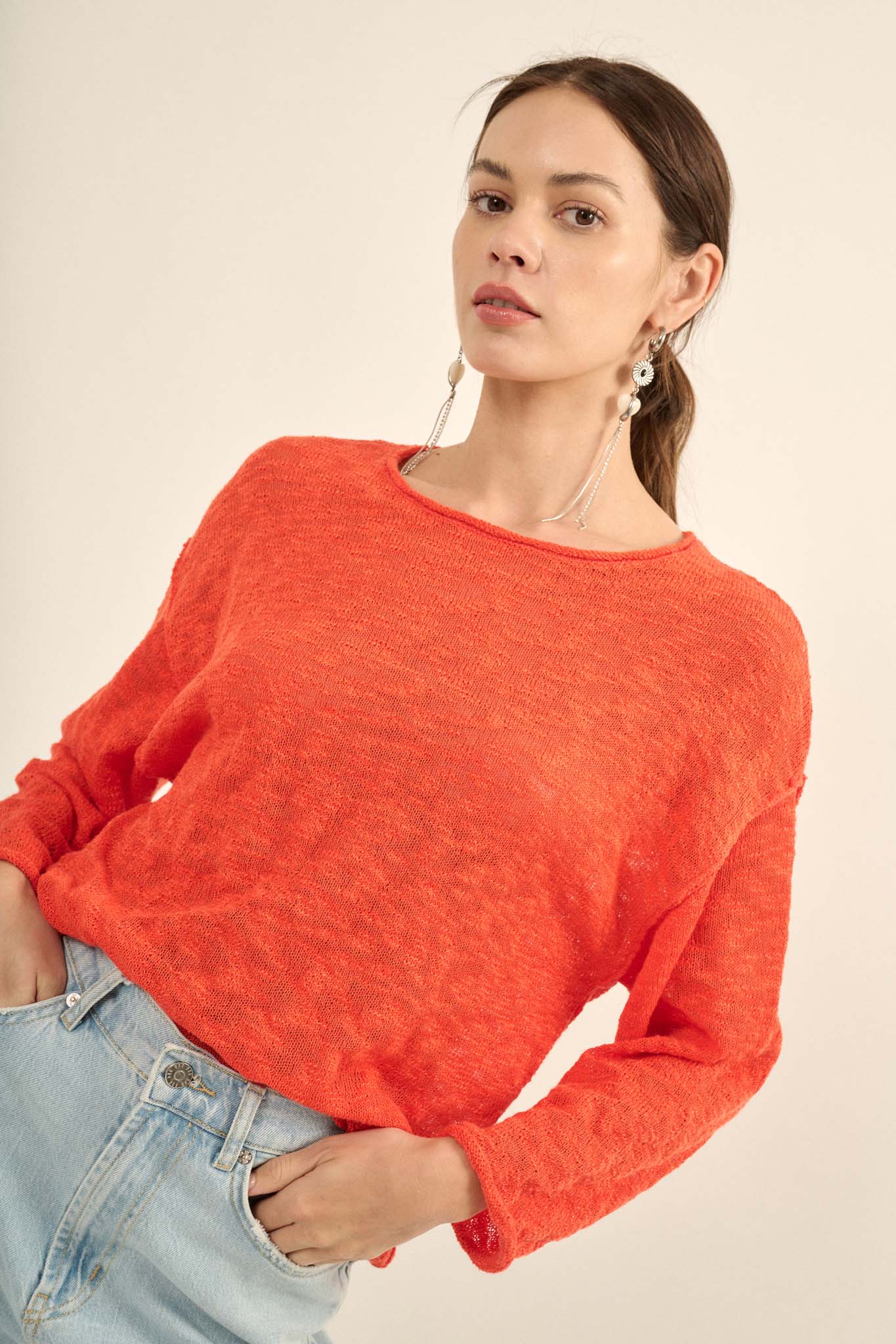 All the Feels Burnout Knit Roll-Neck Sweater - ShopPromesa