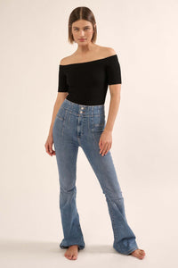 Shaper Fit Off-Shoulder Rib-Knit Bodysuit - ShopPromesa