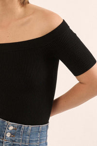 Shaper Fit Off-Shoulder Rib-Knit Bodysuit - ShopPromesa