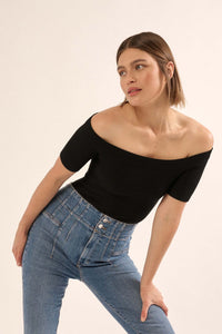 Shaper Fit Off-Shoulder Rib-Knit Bodysuit - ShopPromesa