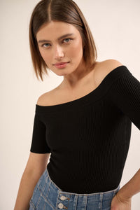 Shaper Fit Off-Shoulder Rib-Knit Bodysuit - ShopPromesa