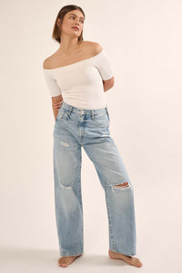 Shaper Fit Off-Shoulder Rib-Knit Bodysuit - ShopPromesa