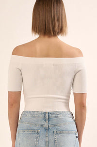 Shaper Fit Off-Shoulder Rib-Knit Bodysuit - ShopPromesa