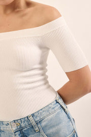 Shaper Fit Off-Shoulder Rib-Knit Bodysuit - ShopPromesa