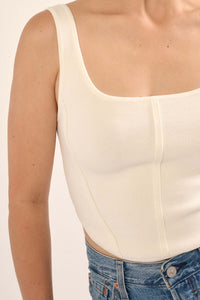 Shaper Fit Scoopneck Rib-Knit Corset Tank Top - ShopPromesa