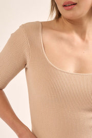 Shaper Fit Scoopneck Rib-Knit Short-Sleeve Bodysuit - ShopPromesa