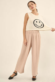 Happy Soul Cropped Smiley Face Sweater Tank Top - ShopPromesa