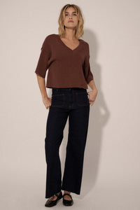 New Narrative Short-Sleeve V-Neck Sweater - ShopPromesa