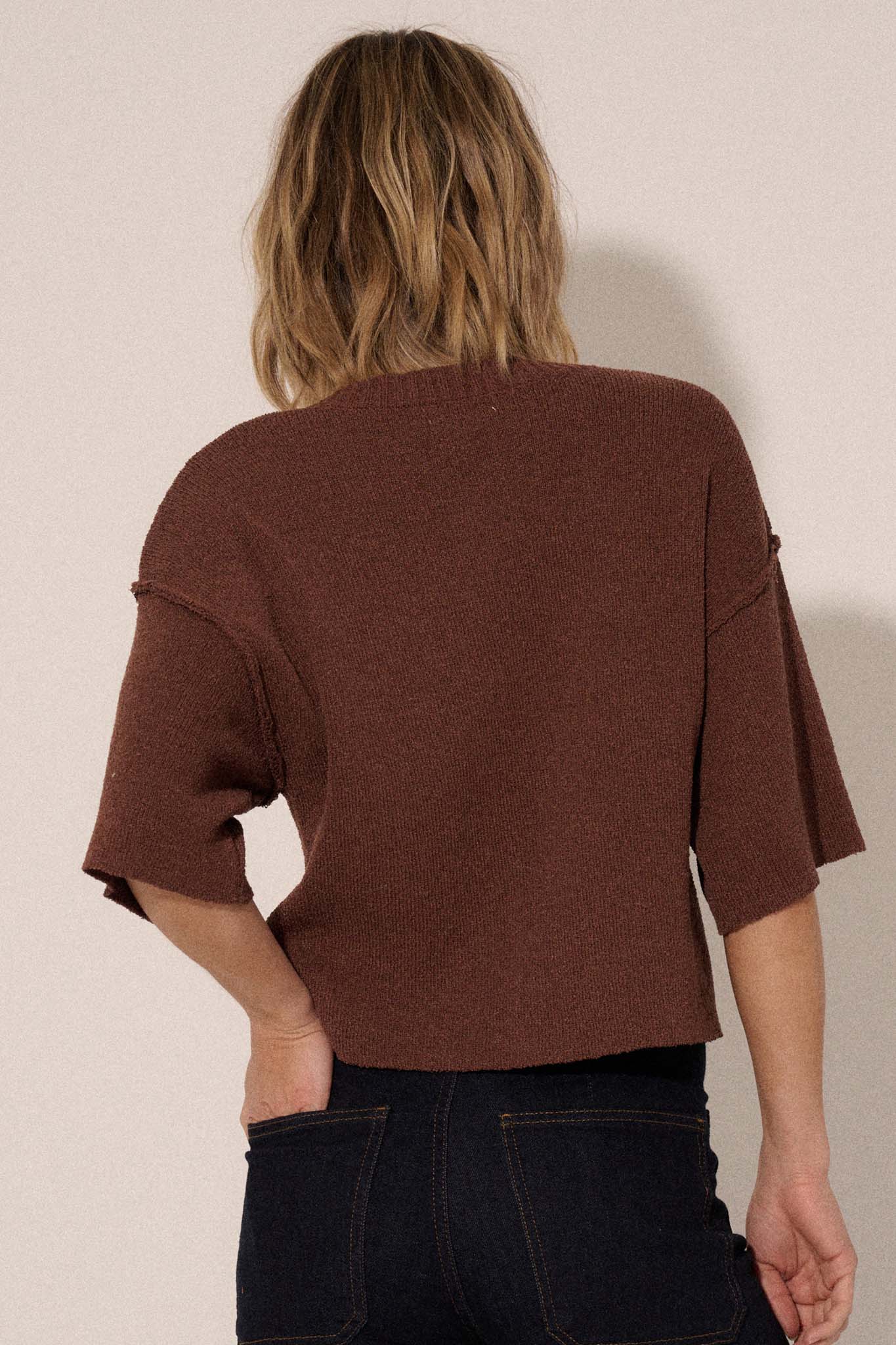 New Narrative Short-Sleeve V-Neck Sweater - ShopPromesa