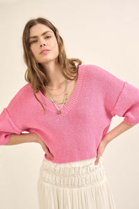 True Story Cropped Three-Quarter Sleeve Sweater - ShopPromesa