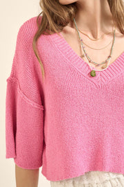 True Story Cropped Three-Quarter Sleeve Sweater - ShopPromesa