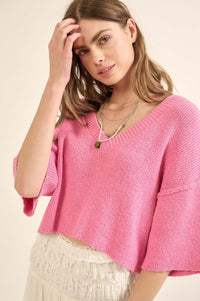 True Story Cropped Three-Quarter Sleeve Sweater - ShopPromesa