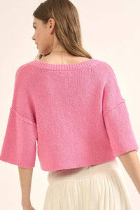 True Story Cropped Three-Quarter Sleeve Sweater - ShopPromesa