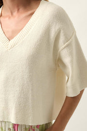 True Story Cropped Three-Quarter Sleeve Sweater - ShopPromesa