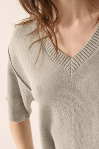 New Narrative Short-Sleeve V-Neck Sweater - ShopPromesa