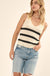 Time Flies Striped Textured Knit Sweater Tank Top - ShopPromesa