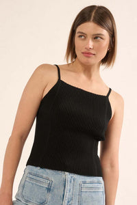 Shaper Fit Straight Neck Rib-Knit Cami Top - ShopPromesa