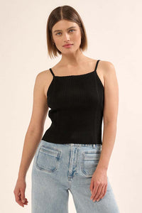 Shaper Fit Straight Neck Rib-Knit Cami Top - ShopPromesa