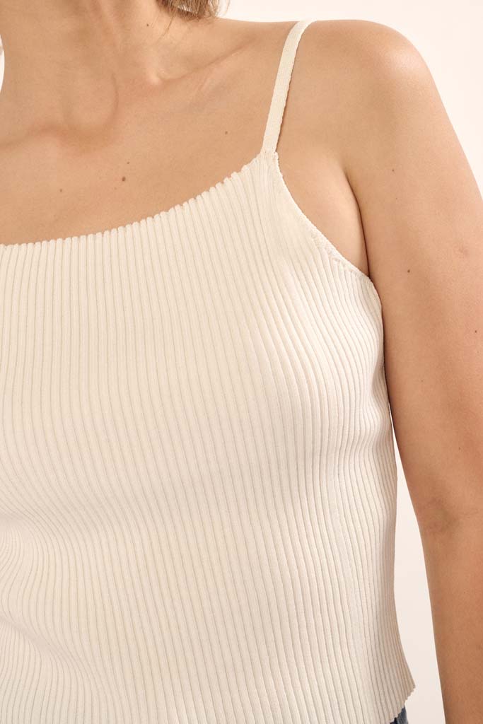 Shaper Fit Straight Neck Rib-Knit Cami Top - ShopPromesa