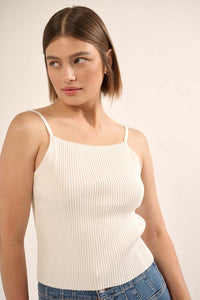 Shaper Fit Straight Neck Rib-Knit Cami Top - ShopPromesa