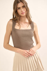 Shaper Fit Squareneck Rib-Knit Tank Top - ShopPromesa