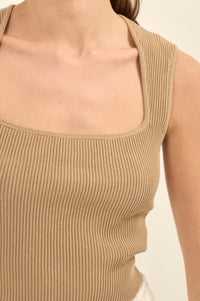 Shaper Fit Squareneck Rib-Knit Tank Top - ShopPromesa