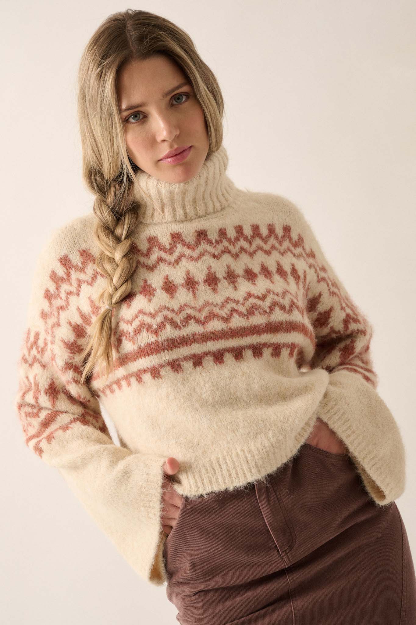 Crystal Peak Fuzzy Knit Alpine Turtleneck Sweater - ShopPromesa