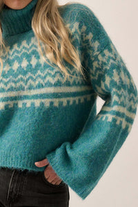 Crystal Peak Fuzzy Knit Alpine Turtleneck Sweater - ShopPromesa