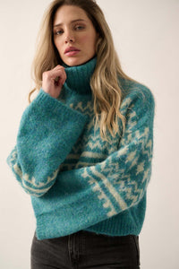 Crystal Peak Fuzzy Knit Alpine Turtleneck Sweater - ShopPromesa