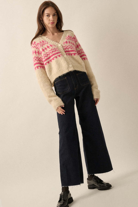 Deer Valley Fuzzy Knit Alpine Cardigan Sweater - ShopPromesa