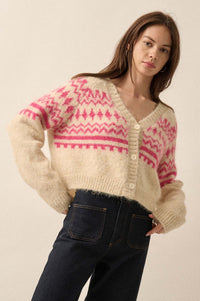 Deer Valley Fuzzy Knit Alpine Cardigan Sweater - ShopPromesa