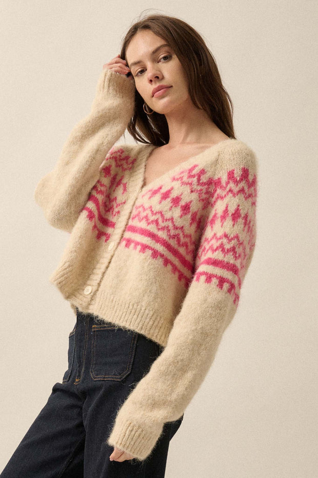 Deer Valley Fuzzy Knit Alpine Cardigan Sweater - ShopPromesa