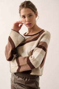 New Wave Wavy Stripe Bell-Sleeve Sweater - ShopPromesa