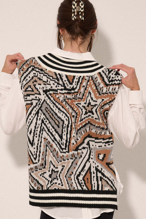 Stars Align Star-Pattern Knit Sweater Vest - ShopPromesa