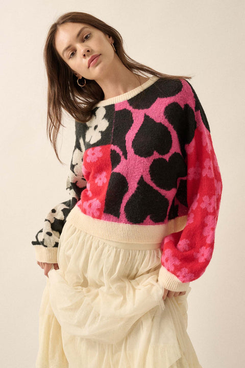 Lessons in Love Colorblock Floral Sweater - ShopPromesa