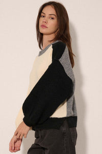 Real Deal Colorblock Exposed-Seam Sweater - ShopPromesa