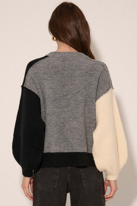 Real Deal Colorblock Exposed-Seam Sweater - ShopPromesa