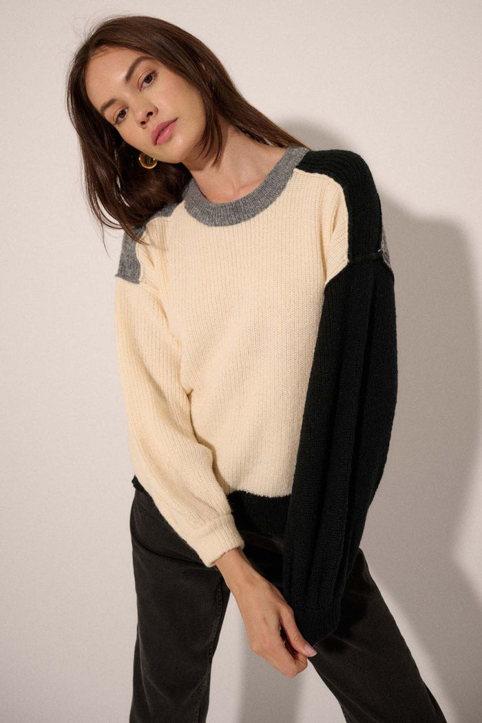 Real Deal Colorblock Exposed-Seam Sweater - ShopPromesa