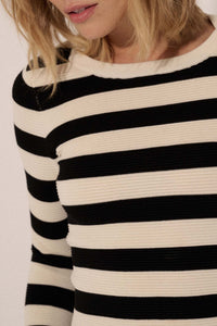 Shaper Fit Striped Long-Sleeve Rib-Knit Top - ShopPromesa