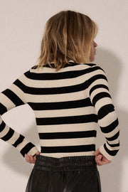 Shaper Fit Striped Long-Sleeve Rib-Knit Top - ShopPromesa