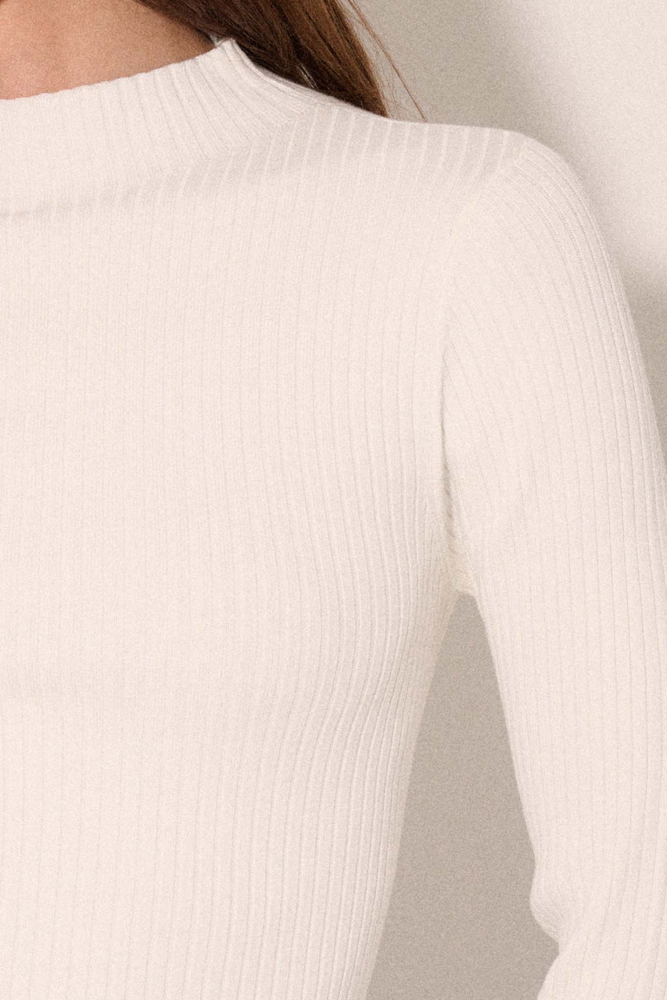 Shaper Fit Mock Neck Long-Sleeve Rib-Knit Top - ShopPromesa