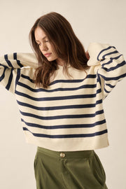 Perfect Storm Nautical-Stripe Hooded Sweater - ShopPromesa