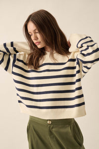 Perfect Storm Nautical-Stripe Hooded Sweater - ShopPromesa