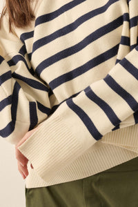 Perfect Storm Nautical-Stripe Hooded Sweater - ShopPromesa