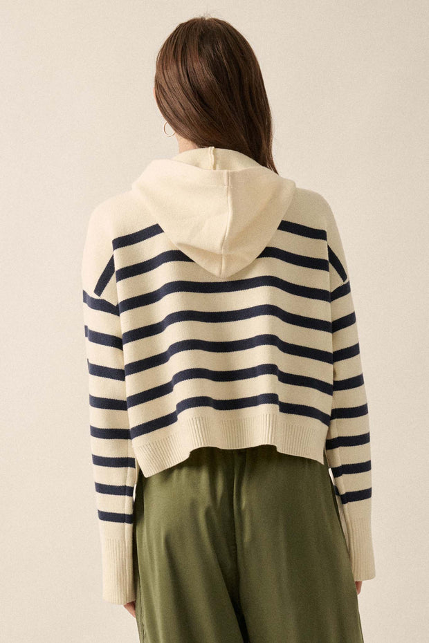 Perfect Storm Nautical-Stripe Hooded Sweater - ShopPromesa
