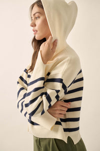 Perfect Storm Nautical-Stripe Hooded Sweater - ShopPromesa